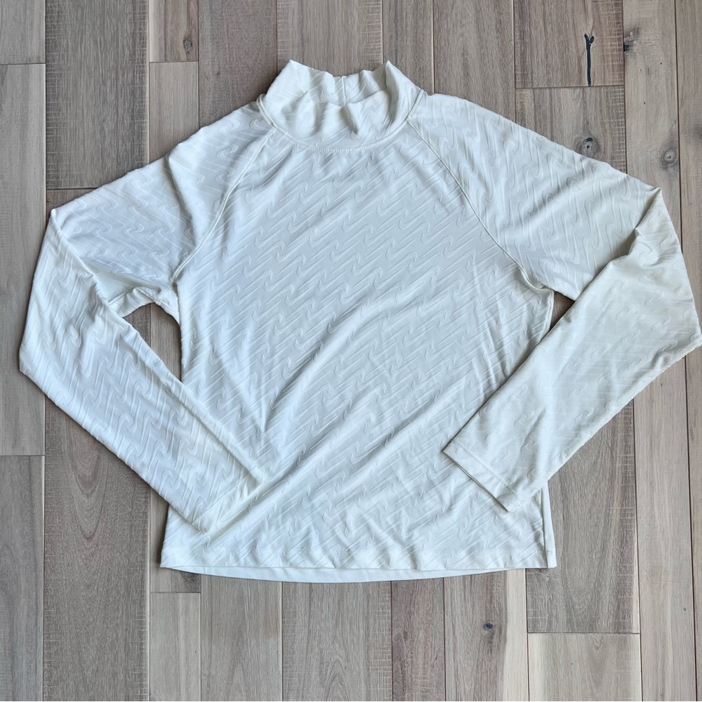 Nike Sportswear Icon Clash Mock Neck Long Sleeve Spandex Top Medium Ivory